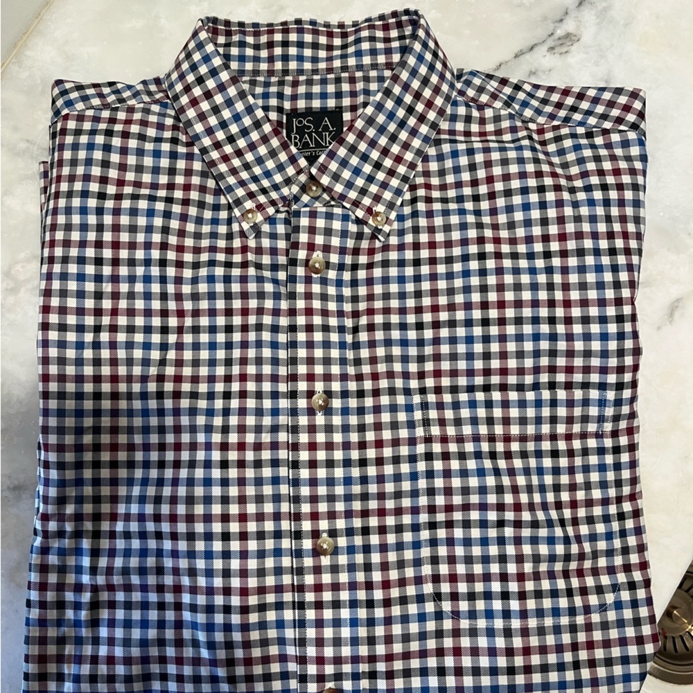Jos. A. Bank Men's Multicolor Plaid Button Down Long Sleeve Shirt Size XL